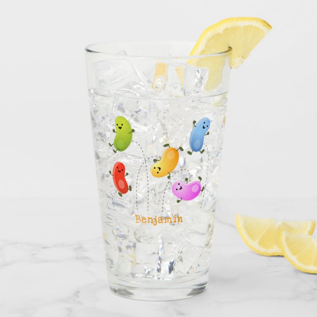 Niedliche glückliche Jellybohnen springende Cartoo Glas (Rückseite Ice)
