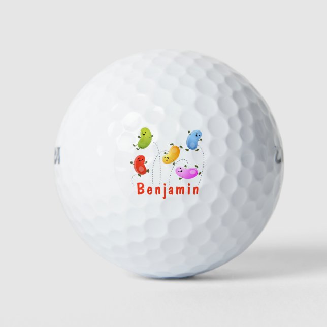 Niedliche glückliche Jellybohnen springende Cartoo Golfball (Vorderseite)