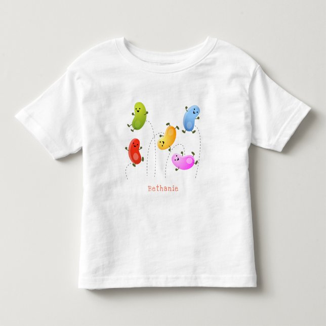 Niedliche glückliche Jellybohnen springende Cartoo Kleinkind T-shirt (Vorderseite)