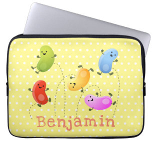 Niedliche glückliche Jellybohnen springende Cartoo Laptopschutzhülle