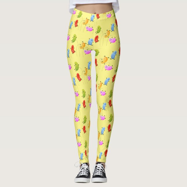 Niedliche glückliche Jellybohnen springende Cartoo Leggings (Vorderseite)