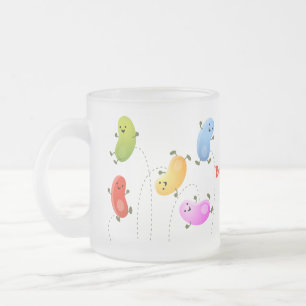 Niedliche glückliche Jellybohnen springende Cartoo Mattglastasse