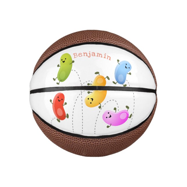 Niedliche glückliche Jellybohnen springende Cartoo Mini Basketball (Vorderseite)