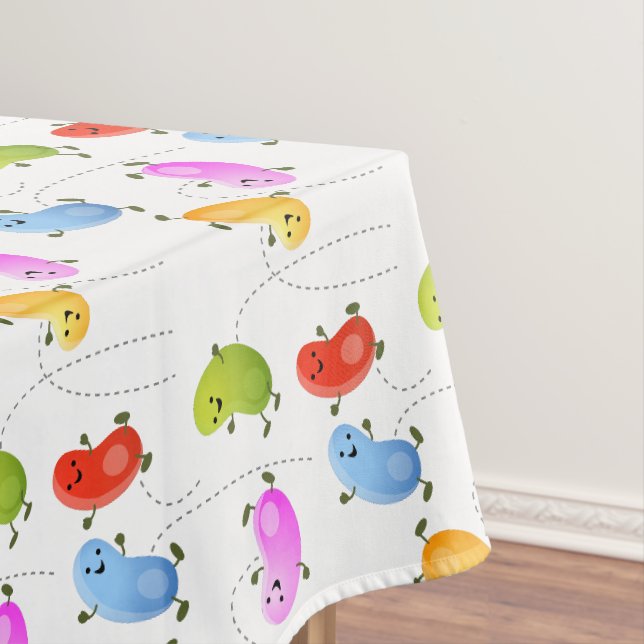 Niedliche glückliche Jellybohnen springende Cartoo Tischdecke (Beispiel)