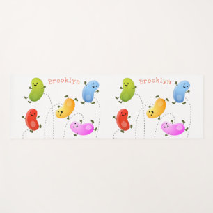 Niedliche glückliche Jellybohnen springende Cartoo Yogamatte