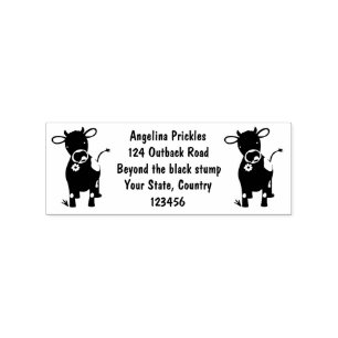 Niedliche glückliche Jersey-Kuh und Blume Cartoon Gummistempel