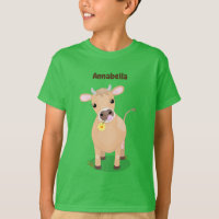 Niedliche glückliche Jersey-Kuh und Blume Cartoon