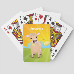Niedliche glückliche Jersey Kuh und Blume Sonnenau Spielkarten