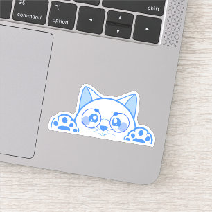 Niedliche glückliche Katze mit Rundglas Aufkleber