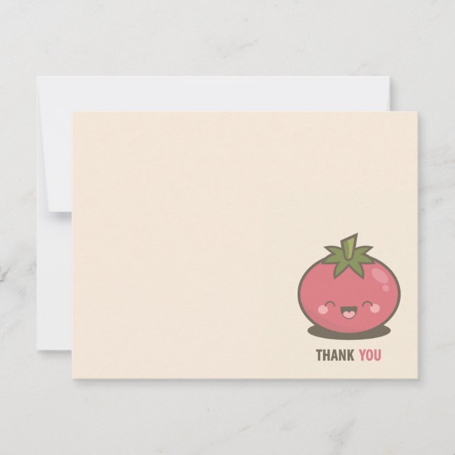 Niedliche glückliche Kawaii Tomate danken Ihnen Dankeskarte (Vorderseite)