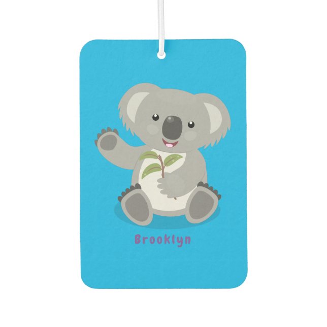 Niedliche glückliche koala schwingende Cartoon-Abb Autolufterfrischer (Vorderseite)