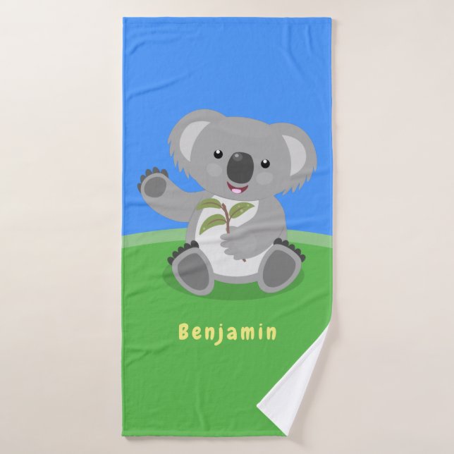 Niedliche glückliche koala schwingende Cartoon-Abb Badhandtuch Set (Badehandtuch)