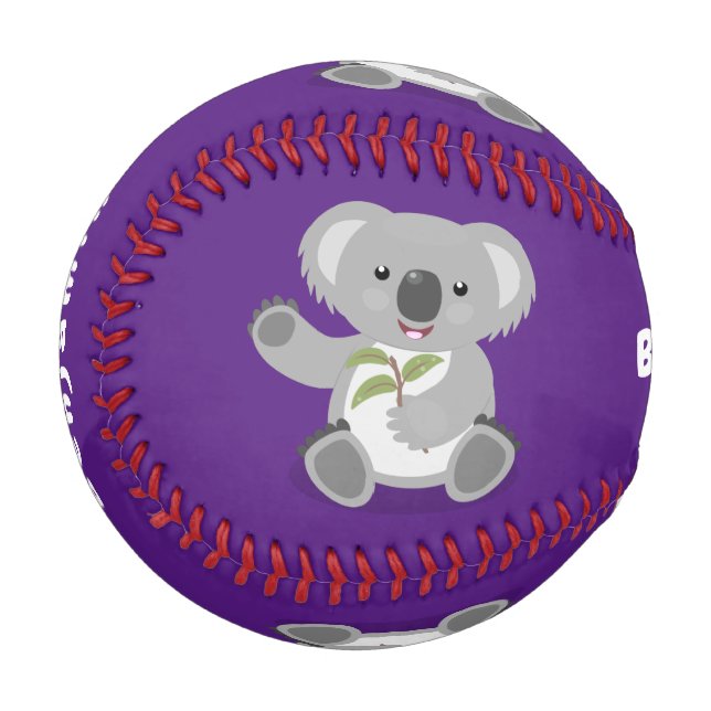 Niedliche glückliche koala schwingende Cartoon-Abb Baseball (Vorderseite Links)