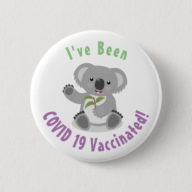 Niedliche glückliche koala schwingende Cartoon-Abb Button (Vorderseite)