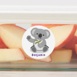 Niedliche glückliche koala schwingende Cartoon-Abb Etiketten