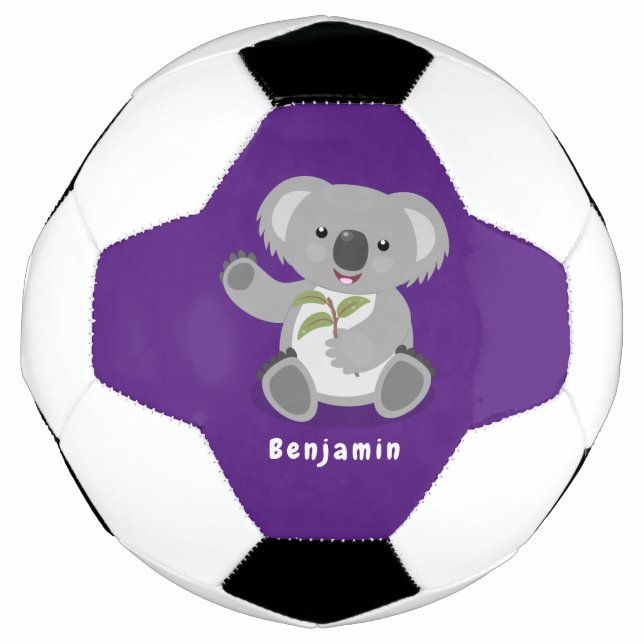 Niedliche glückliche koala schwingende Cartoon-Abb Fußball (Vorderseite)