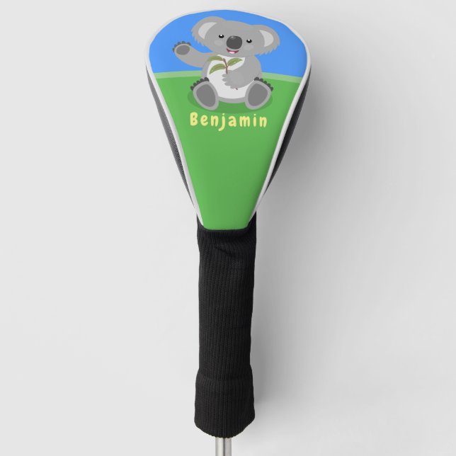 Niedliche glückliche koala schwingende Cartoon-Abb Golf Headcover (Vorderseite)