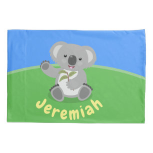 Niedliche glückliche koala schwingende Cartoon-Abb Kissenbezug