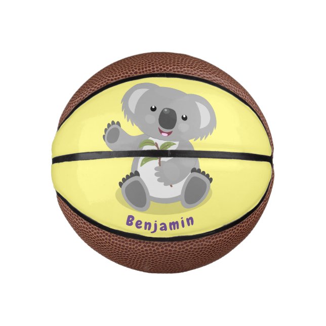 Niedliche glückliche koala schwingende Cartoon-Abb Mini Basketball (Vorderseite)