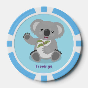 Niedliche glückliche koala schwingende Cartoon-Abb Pokerchips