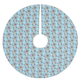 Niedliche glückliche koala schwingende Cartoon-Abb Polyester Weihnachtsbaumdecke