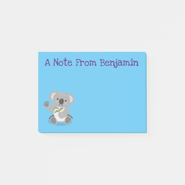 Niedliche glückliche koala schwingende Cartoon-Abb Post-it Klebezettel (Vorderseite)