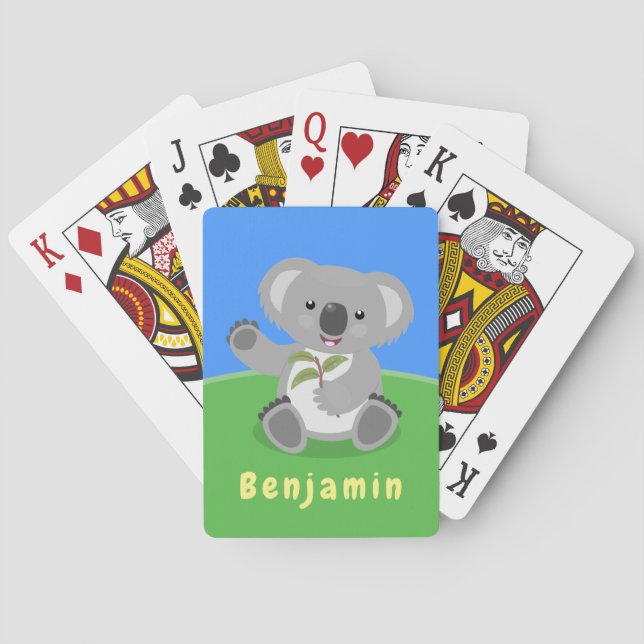 Niedliche glückliche koala schwingende Cartoon-Abb Spielkarten (Rückseite)