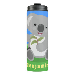Niedliche glückliche koala schwingende Cartoon-Abb Thermosbecher