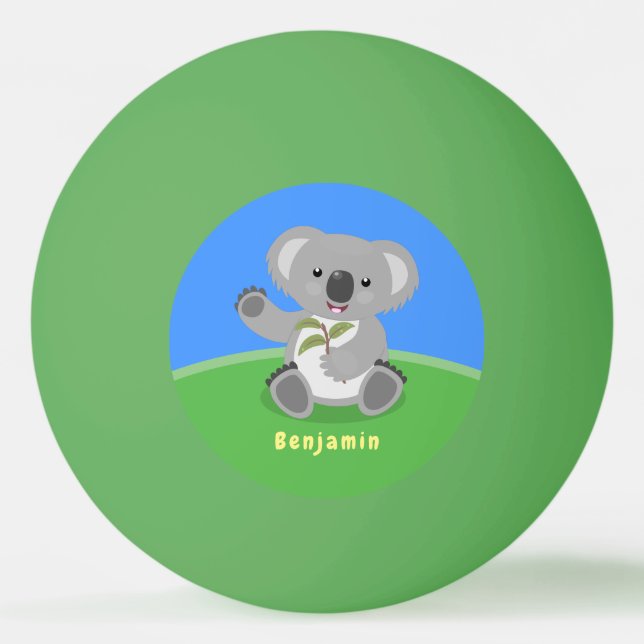 Niedliche glückliche koala schwingende Cartoon-Abb Tischtennisball (Vorderseite)