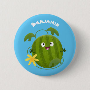 Niedliche glückliche lächelnde Wassermelone Cartoo Button