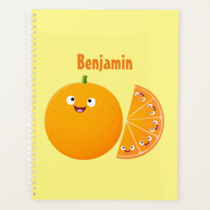 Niedliche glückliche orange Zitrusfrucht Cartoon Planer