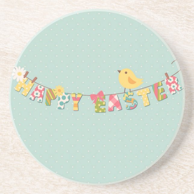 Niedliche glückliche Ostern-Karte Getränkeuntersetzer (Vorne)