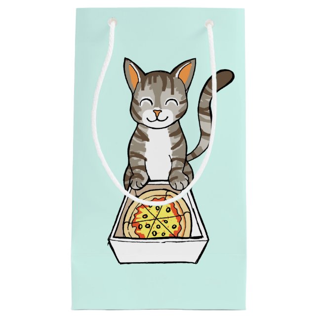 Niedliche glückliche Pizza-Katze/Kätzchen, das Kleine Geschenktüte (Vorderseite)