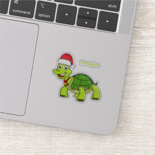 Niedliche glückliche Schildkröte mit Weihnachtsman Aufkleber