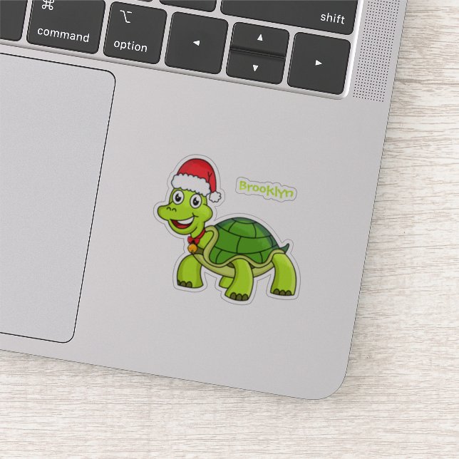 Niedliche glückliche Schildkröte mit Weihnachtsman Aufkleber (Ausschnitt)