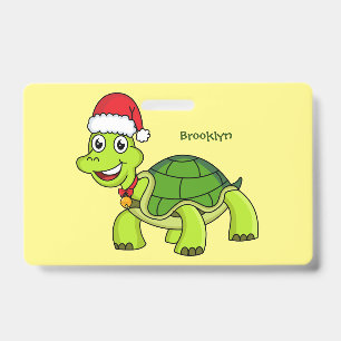 Niedliche glückliche Schildkröte mit Weihnachtsman Ausweis