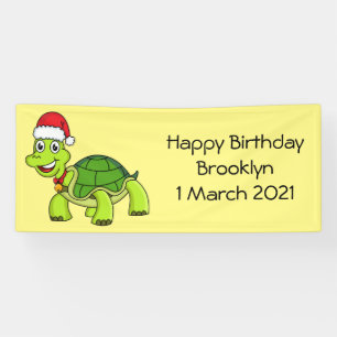 Niedliche glückliche Schildkröte mit Weihnachtsman Banner