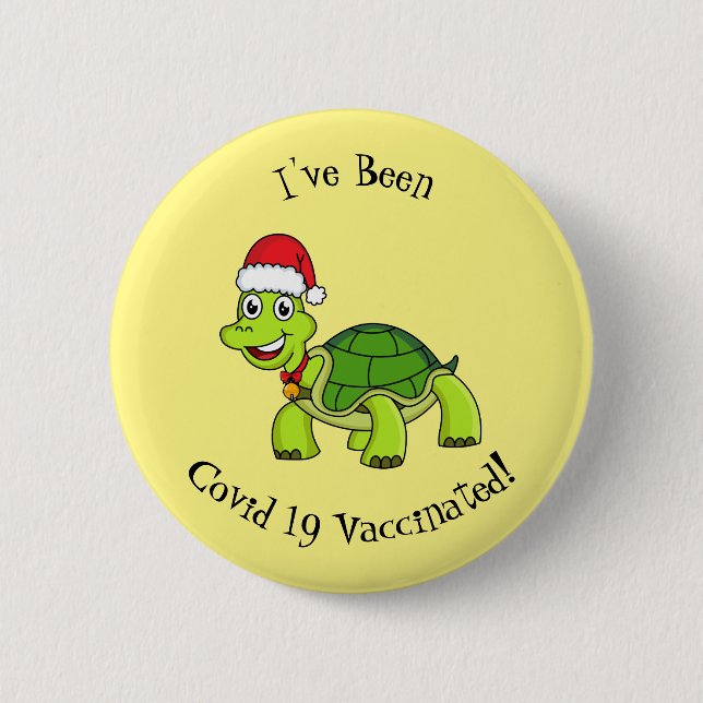 Niedliche glückliche Schildkröte mit Weihnachtsman Button (Vorderseite)