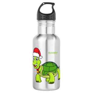 Niedliche glückliche Schildkröte mit Weihnachtsman Edelstahlflasche
