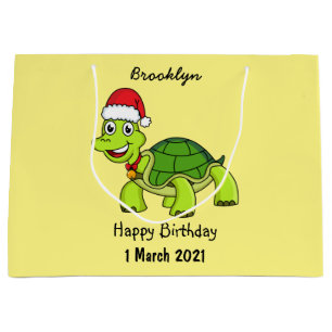 Niedliche glückliche Schildkröte mit Weihnachtsman Große Geschenktüte