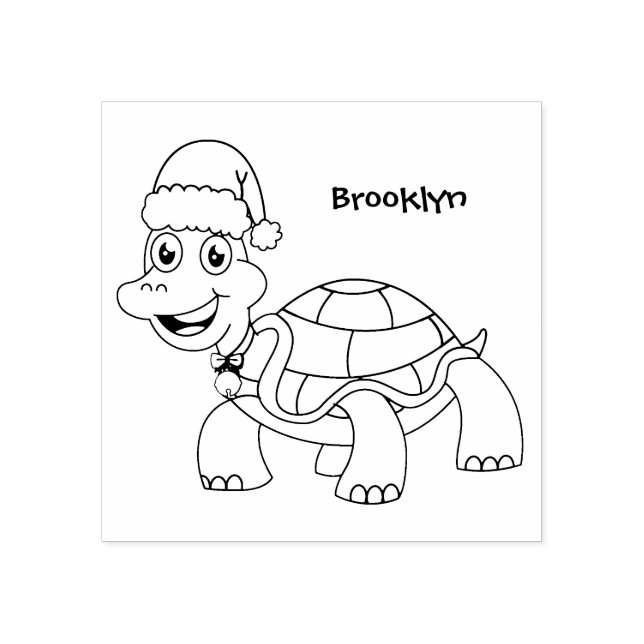 Niedliche glückliche Schildkröte mit Weihnachtsman Gummistempel (Prägung)