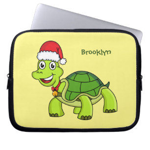Niedliche glückliche Schildkröte mit Weihnachtsman Laptopschutzhülle