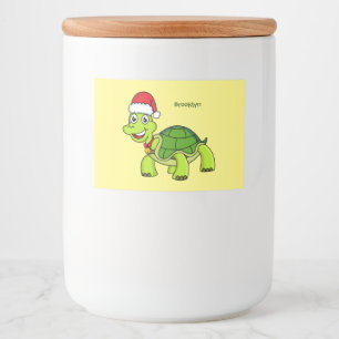 Niedliche glückliche Schildkröte mit Weihnachtsman Lebensmitteletikett