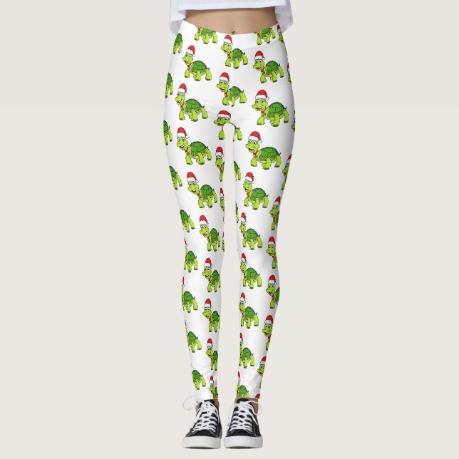 Niedliche glückliche Schildkröte mit Weihnachtsman Leggings (Vorderseite)