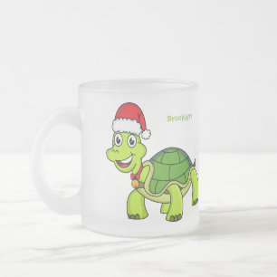 Niedliche glückliche Schildkröte mit Weihnachtsman Mattglastasse