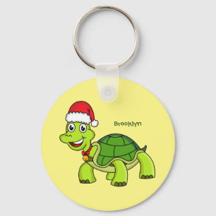 Niedliche glückliche Schildkröte mit Weihnachtsman Schlüsselanhänger