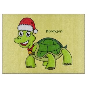 Niedliche glückliche Schildkröte mit Weihnachtsman Schneidebrett