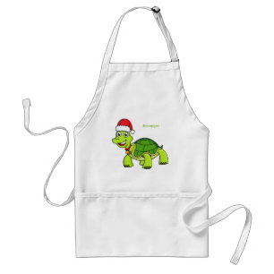 Niedliche glückliche Schildkröte mit Weihnachtsman Schürze