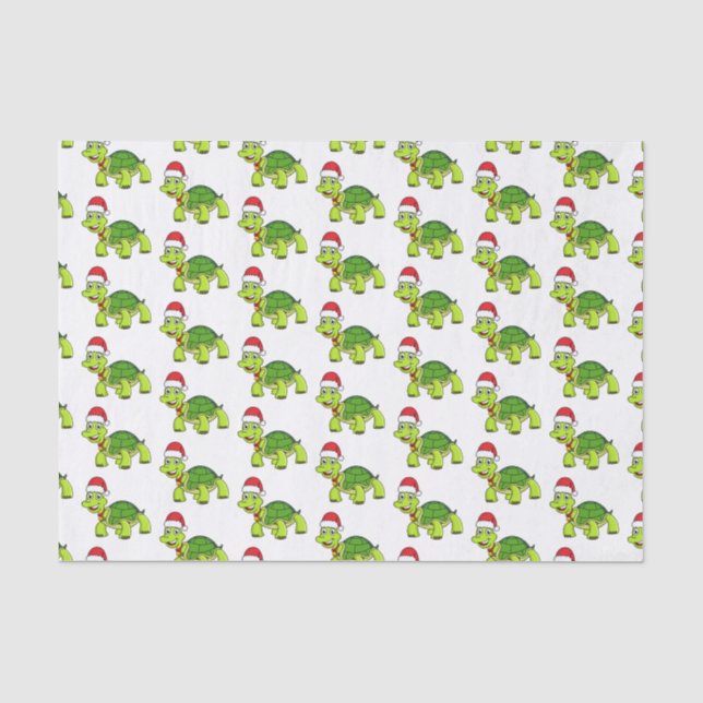 Niedliche glückliche Schildkröte mit Weihnachtsman Seidenpapier (Vorderseite)