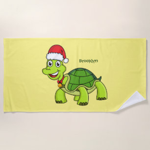 Niedliche glückliche Schildkröte mit Weihnachtsman Strandtuch